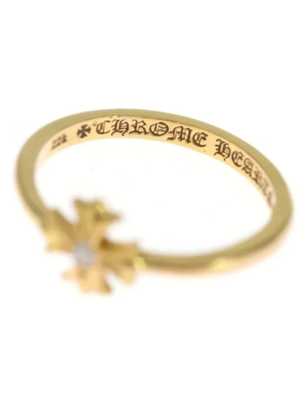 Chrome Hearts 22k Bubblegum CH Dia Bubble Gum CH Pla Sling 1 Diamond Gold Ring